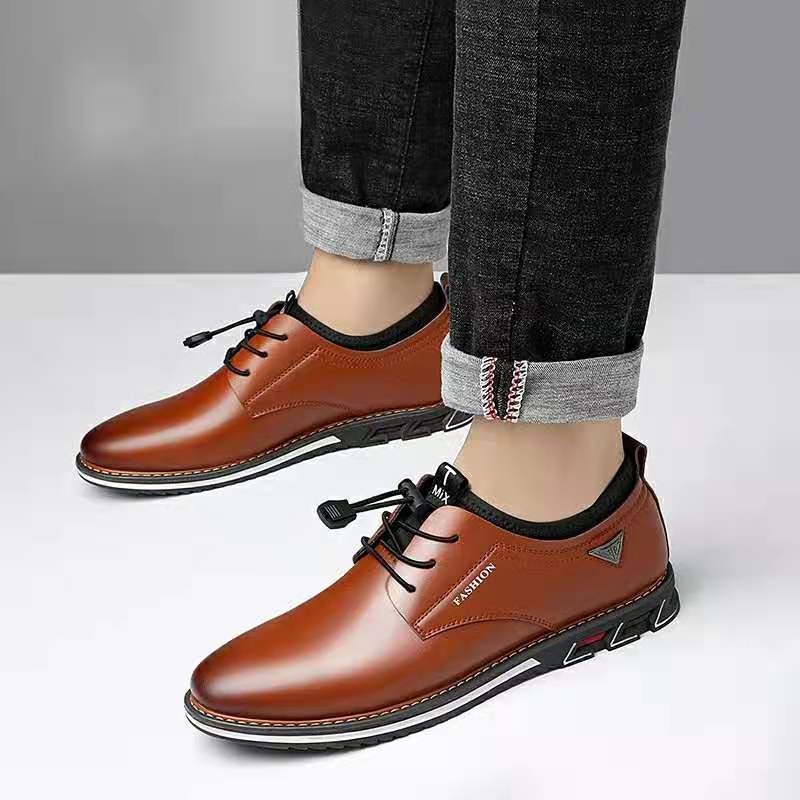 Men's Leather Shoes Round Toe Trend Men's Shoes