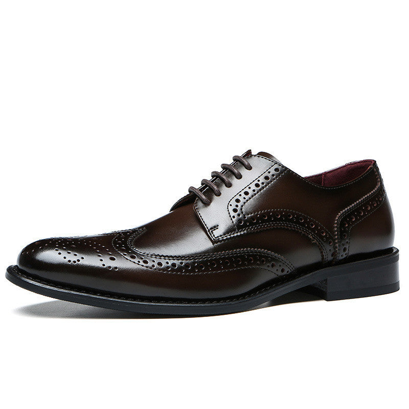 Casual Brogue Cowhide British Style Men's Leather Shoes