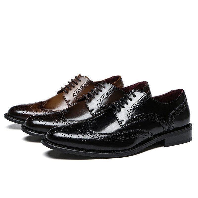 Casual Brogue Cowhide British Style Men's Leather Shoes