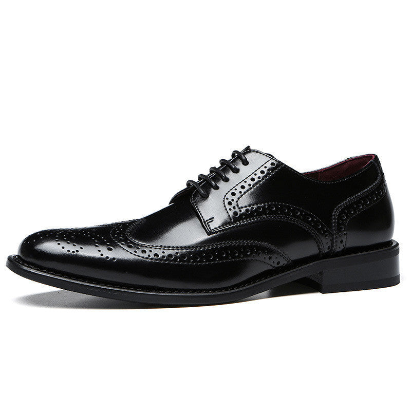 Casual Brogue Cowhide British Style Men's Leather Shoes