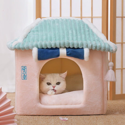 Cat House Removable And Washable Cat Bed Pet Supplies Enclosed Cat House Villa