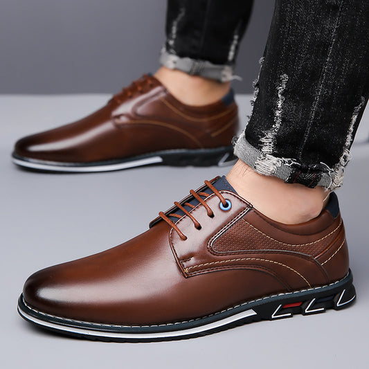 Versatile Men's Oversized Lace Up Leather Shoes